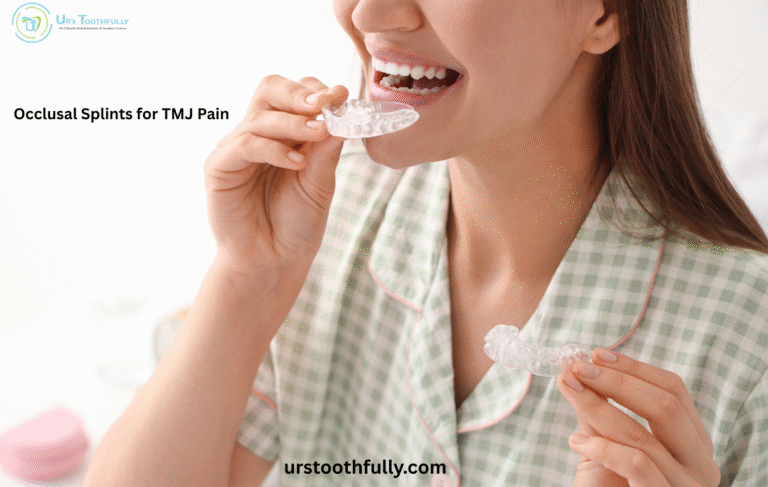 Women wearing occlusal splints to alleviate tmj pain or disorder